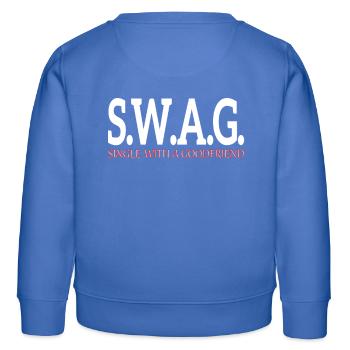 Swag - célibataire avec de bons amis - Sweat enfant bio Stanley/Stella - carolina blue - Dos - AI Model Kid Female (0cm)