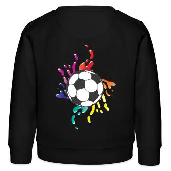 Fußball bunte Farbspritzer - Kinder Organic Sweatshirt Mini Changer von Stanley/Stella - Schwarz - Hinten - AI Model Kid Male (0cm)