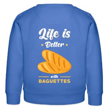 Baguette Brot Spruch lustig - Kinder Organic Sweatshirt Mini Changer von Stanley/Stella - carolina Blue - Hinten - AI Model Kid Female (0cm)