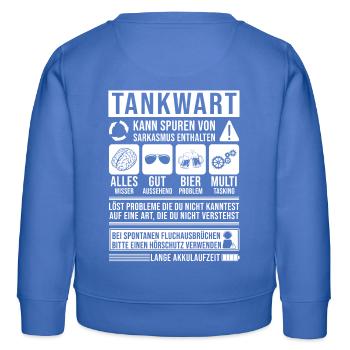 Tankwart Spruch lustig - Kinder Organic Sweatshirt Mini Changer von Stanley/Stella - carolina Blue - Hinten - AI Model Kid Female (0cm)