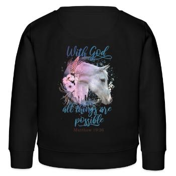 Christliche Zitate Pferde - Kinder Organic Sweatshirt Mini Changer von Stanley/Stella - Schwarz - Hinten - AI Model Kid Male (0cm)