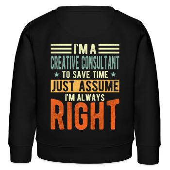 Kreativer Berater - Kinder Organic Sweatshirt Mini Changer von Stanley/Stella - Schwarz - Hinten - AI Model Kid Male (0cm)