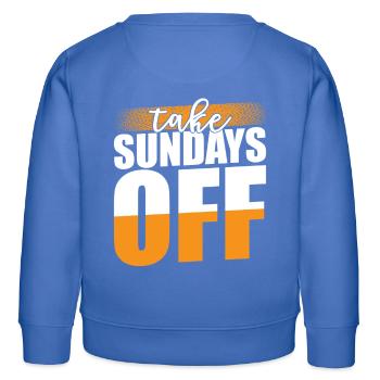 Inspiration du succès Dire dimanche gratuit - Sweat enfant bio Stanley/Stella - carolina blue - Dos - AI Model Kid Female (0cm)