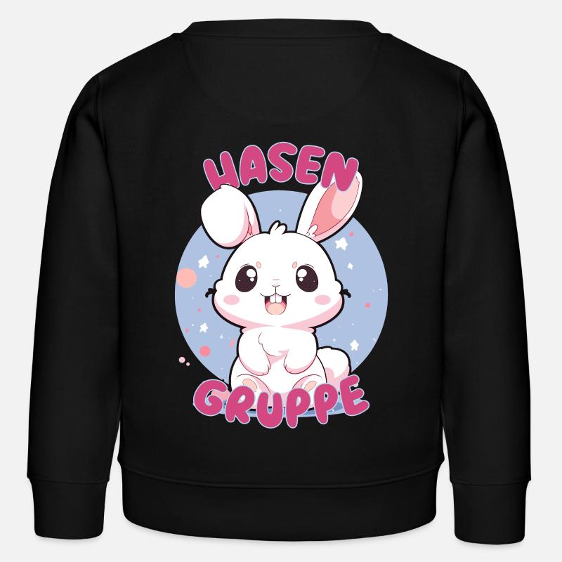 Süßes Hasengruppe Kindergarten Gruppentier Hase - Kinder Organic Sweatshirt Mini Changer von Stanley/Stella - Schwarz
