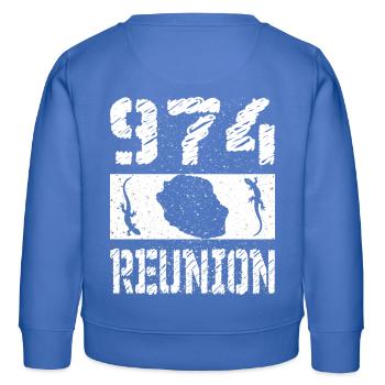 idee cadeau design carte ile de la reunion 974 - Sweat enfant bio Stanley/Stella - carolina blue - Dos - AI Model Kid Female (0cm)