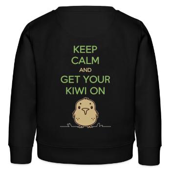 Souvenir néo-zélandais : restez calme et prenez votre kiwi - Sweat enfant bio Stanley/Stella - noir - Dos - AI Model Kid Male (0cm)