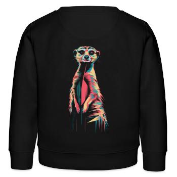 Farbenfrohes Erdmännchen Kunstwerk - Kinder Organic Sweatshirt Mini Changer von Stanley/Stella - Schwarz - Hinten - AI Model Kid Male (0cm)