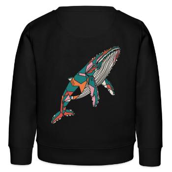 Bunter Geometrischer Wal Kunstwerk - Kinder Organic Sweatshirt Mini Changer von Stanley/Stella - Schwarz - Hinten - AI Model Kid Male (0cm)