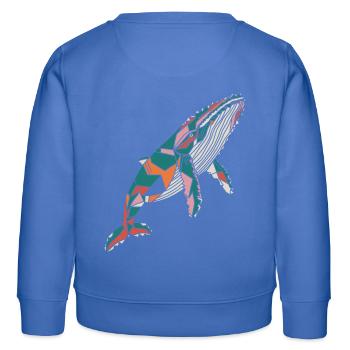 Bunter Geometrischer Wal Kunstwerk - Kinder Organic Sweatshirt Mini Changer von Stanley/Stella - carolina Blue - Hinten - AI Model Kid Female (0cm)
