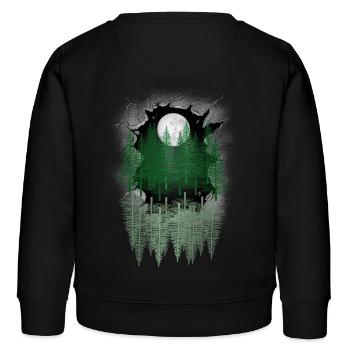 mystisch Wald Natur Fichten Bäume Tannen Mond - Kinder Organic Sweatshirt Mini Changer von Stanley/Stella - Schwarz - Hinten - AI Model Kid Male (0cm)