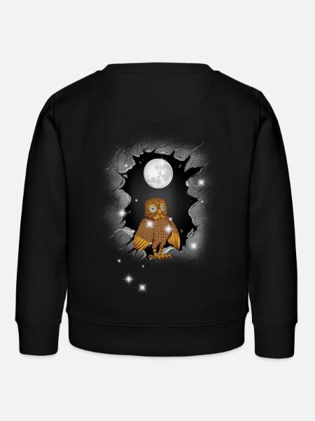 Eule Eulen Mond - Kinder Organic Sweatshirt Mini Changer von Stanley/Stella - Schwarz
