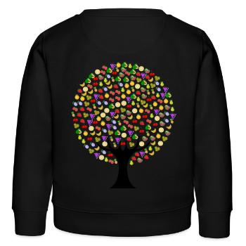 Lebensmittel Baum mit Obst - Kinder Organic Sweatshirt Mini Changer von Stanley/Stella - Schwarz - Hinten - AI Model Kid Male (0cm)