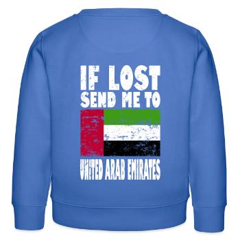 Drapeau des Émirats arabes unis - Sweat enfant bio Stanley/Stella - carolina blue - Dos - AI Model Kid Female (0cm)