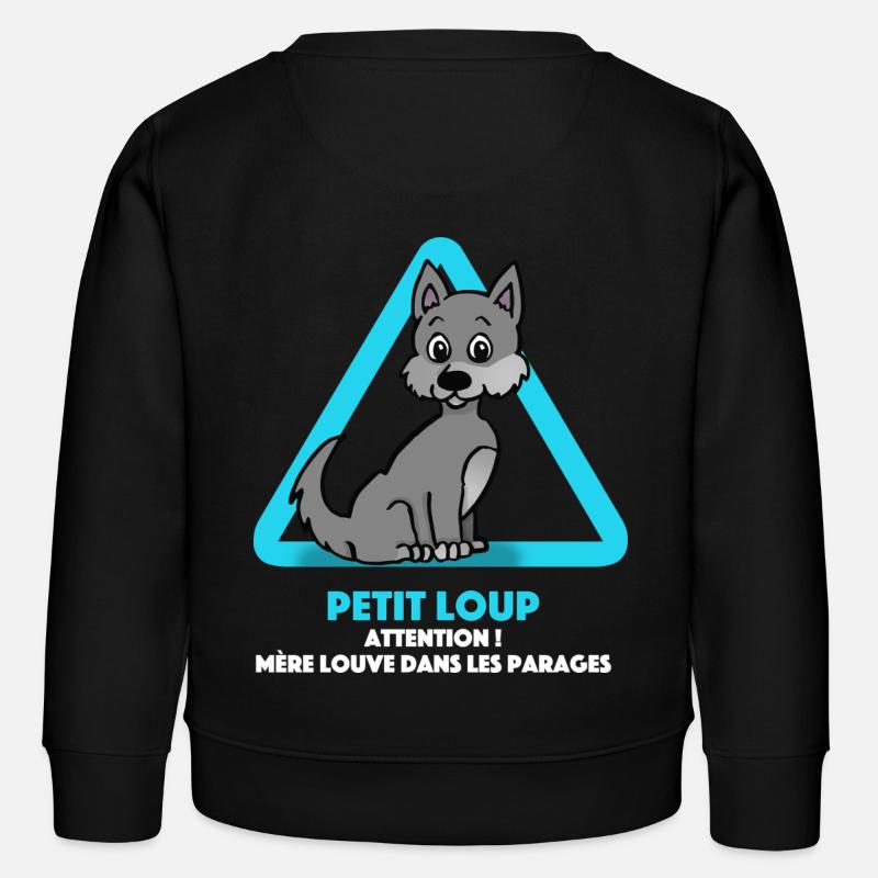 Louveteau (lettres-blanches) - Sweat enfant bio Stanley/Stella - noir