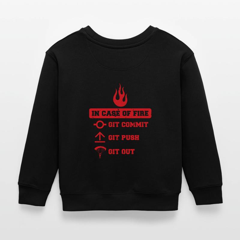In case of fire: git commit, git push, git out Kinder Organic Sweatshirt Mini Changer von Stanley/Stella