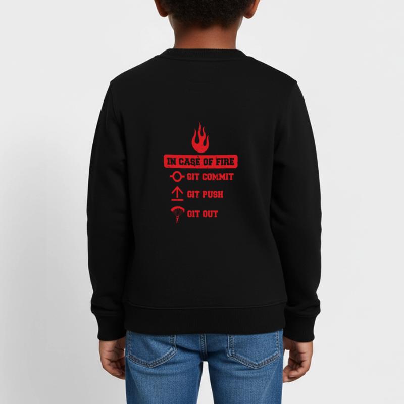 In case of fire: git commit, git push, git out Kinder Organic Sweatshirt Mini Changer von Stanley/Stella