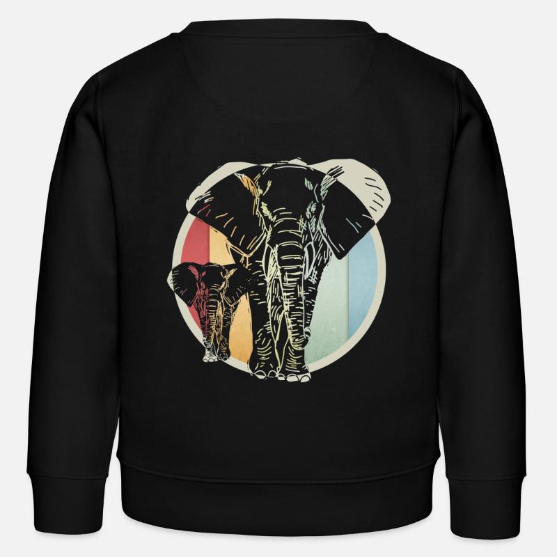 Colorful retro elephant - Kids Organic Sweatshirt by Stanley/Stella - black