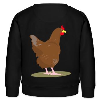 HUHN - HAHN - EIER - Kinder Organic Sweatshirt Mini Changer von Stanley/Stella - Schwarz - Hinten - AI Model Kid Male (0cm)