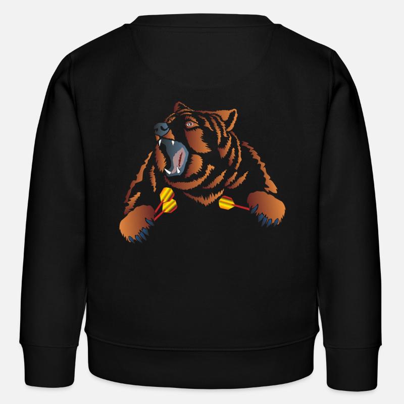 Wütender Braunbär mit Dartpfeile - Kinder Organic Sweatshirt Mini Changer von Stanley/Stella - Schwarz