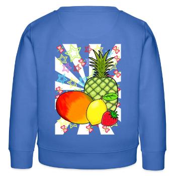 80er Obst Früchte Frucht Retro Teenie - Kinder Organic Sweatshirt Mini Changer von Stanley/Stella - carolina Blue - Hinten - AI Model Kid Female (0cm)