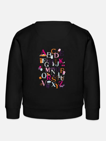 Motiv "ABC" - Kinder Organic Sweatshirt Mini Changer von Stanley/Stella - Schwarz