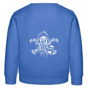 Cross Bones Gasmask - Kinder Organic Sweatshirt Mini Changer von Stanley/Stella - carolina Blue - Hinten - AI Model Kid Female (0cm)