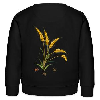 Kornähren mit Ameisen - Kinder Organic Sweatshirt Mini Changer von Stanley/Stella - Schwarz - Hinten - AI Model Kid Male (0cm)