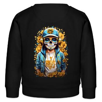 Goldene Zucker Schädel - Kinder Organic Sweatshirt Mini Changer von Stanley/Stella - Schwarz - Hinten - AI Model Kid Male (0cm)