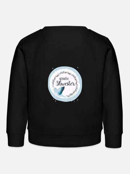 big sister bird - Kids Organic Sweatshirt by Stanley/Stella - black