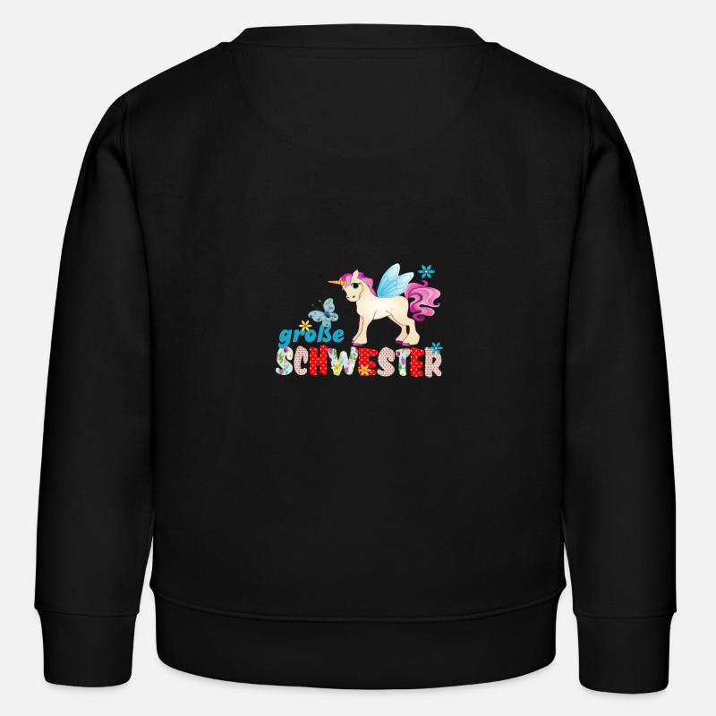 große Schwester Einhorn - Kinder Organic Sweatshirt Mini Changer von Stanley/Stella - Schwarz