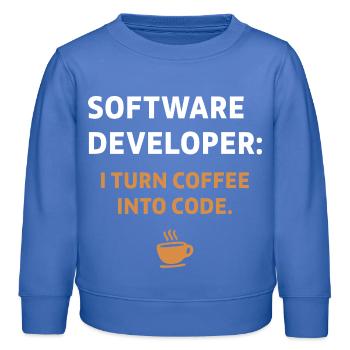 Software Developer - Coffee Edition - Kids Organic Sweatshirt by Stanley/Stella - carolina blue - Front - AI Model Kid Female (0cm)