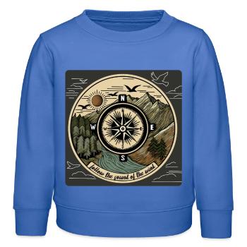 Suivez le son du vent – Conception de la boussole Nature - Sweat enfant bio Stanley/Stella - carolina blue - Devant - AI Model Kid Female (0cm)