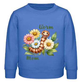 Worm Mom – Regenwurm in Blumen, Aquarell - Kinder Organic Sweatshirt Mini Changer von Stanley/Stella - carolina Blue - Vorne - AI Model Kid Female (0cm)