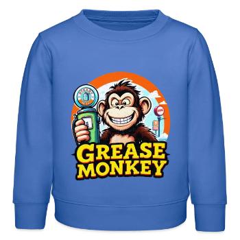 Pompe à carburant rétro GreaseMonkey - Sweat enfant bio Stanley/Stella - carolina blue - Devant - AI Model Kid Female (0cm)