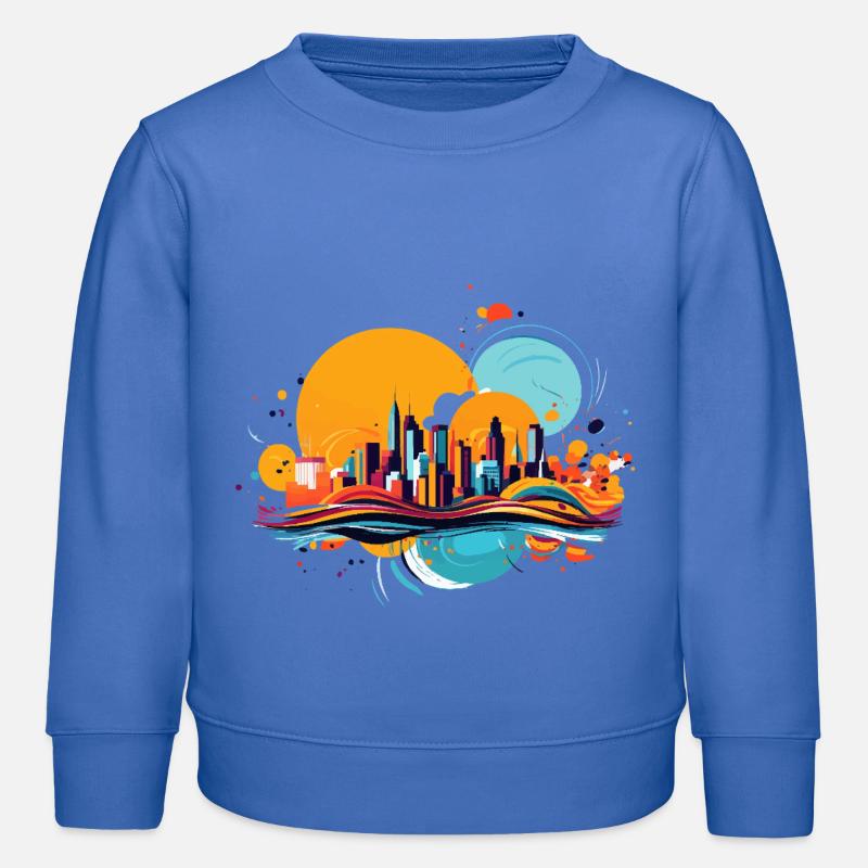 Villes de couleur dans un feu d’artifice de couleurs - Sweat enfant bio Stanley/Stella - carolina blue