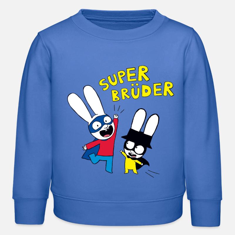 Simon Super Bunny Super Frères - Sweat enfant bio Stanley/Stella - carolina blue