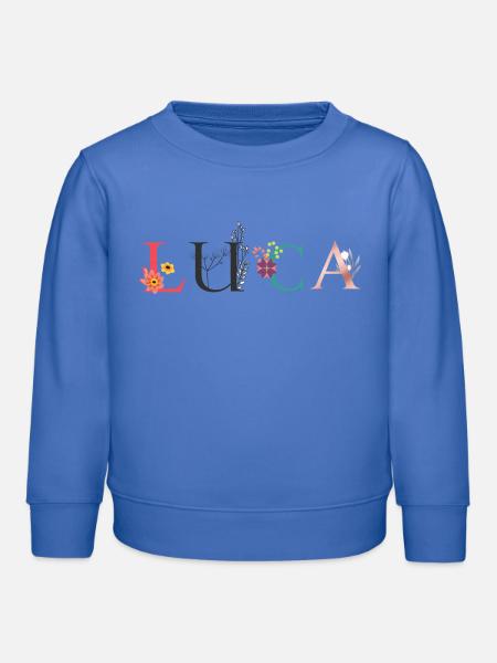 LUCA Namenskunst mit gestickten Blumen - Kinder Organic Sweatshirt Mini Changer von Stanley/Stella - carolina Blue