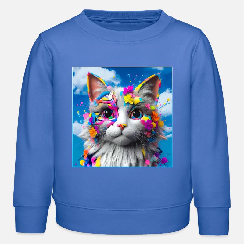 Farbenfrohe Katze - Kinder Organic Sweatshirt Mini Changer von Stanley/Stella - carolina Blue