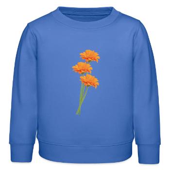 Orange Gerbera Trio - Sweat enfant bio Stanley/Stella - carolina blue - Devant - AI Model Kid Female (0cm)