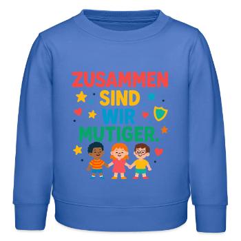 Zusammen sind wir mutiger - Kinder Organic Sweatshirt Mini Changer von Stanley/Stella - carolina Blue - Vorne - AI Model Kid Female (0cm)