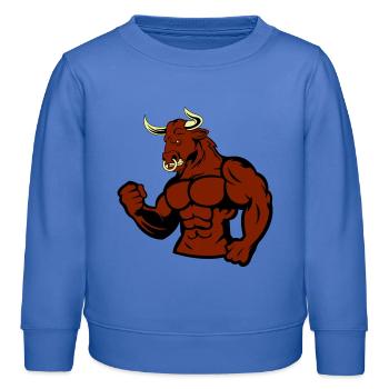 Muskulöser Bulle Stier - Kinder Organic Sweatshirt Mini Changer von Stanley/Stella - carolina Blue - Vorne - AI Model Kid Female (0cm)