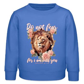 Löwe Bibelvers Christlich - Kinder Organic Sweatshirt Mini Changer von Stanley/Stella - carolina Blue - Vorne - AI Model Kid Female (0cm)