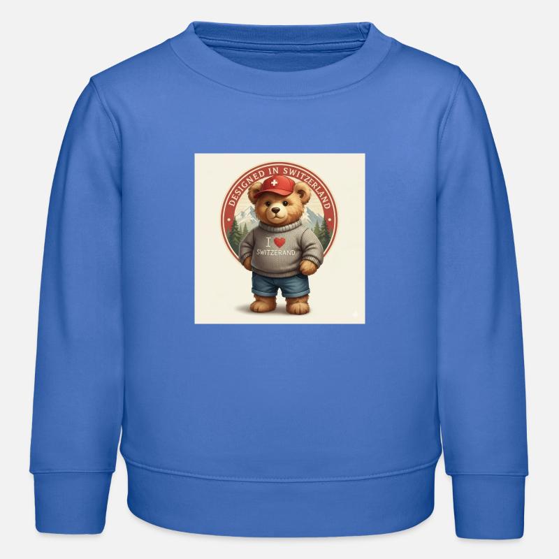 Schweizer Bär mit I Love Switzerland - Kinder Organic Sweatshirt Mini Changer von Stanley/Stella - carolina Blue