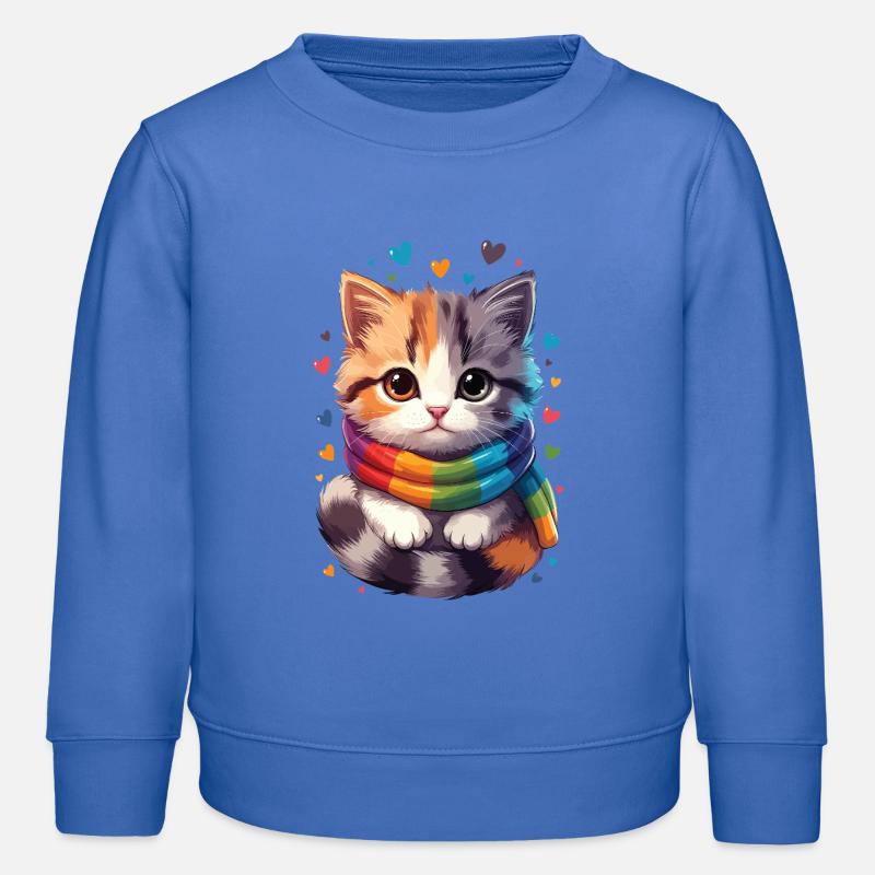 Rainbow Kitten Scarf - Kids Organic Sweatshirt by Stanley/Stella - carolina blue