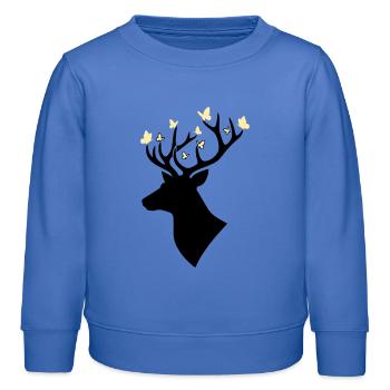 Hirschkopf Schmetterling Gelb - Kinder Organic Sweatshirt Mini Changer von Stanley/Stella - carolina Blue - Vorne - AI Model Kid Female (0cm)