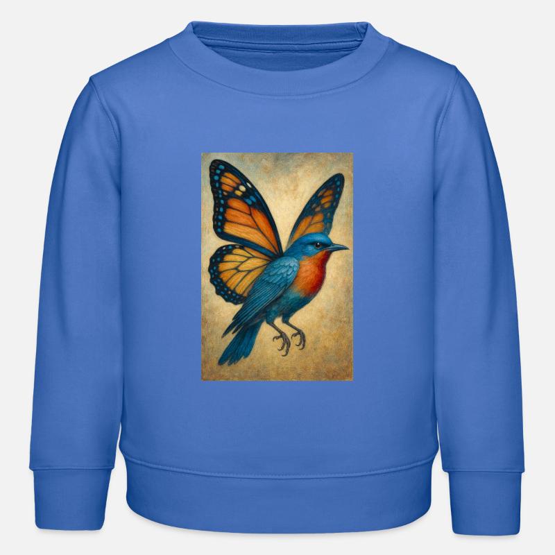 Oiseau volant avec des ailes de papillon - Sweat enfant bio Stanley/Stella - carolina blue
