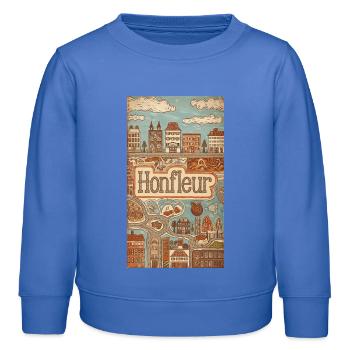 Honfleur Vintage Hafen Skizze Frankreich - Kinder Organic Sweatshirt Mini Changer von Stanley/Stella - carolina Blue - Vorne - AI Model Kid Female (0cm)