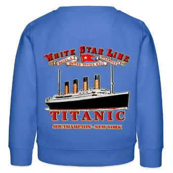 TITANIC Liner Kreation Louis RUNEMBERG © Adagp - Kinder Organic Sweatshirt Mini Changer von Stanley/Stella - carolina Blue - Hinten - AI Model Kid Female (0cm)