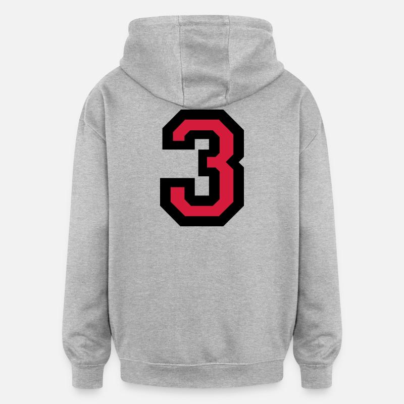 Numéro trois - Le numéro 3 - Sweat à capuche oversize unisexe - gris chiné