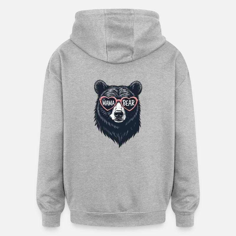 mama bear - maman ourse - Sweat à capuche oversize unisexe - gris chiné
